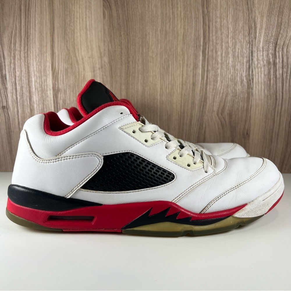 Nike Air Jordan 5 V Retro Low White Fire Red Black 819171-101 Men’s Size 15